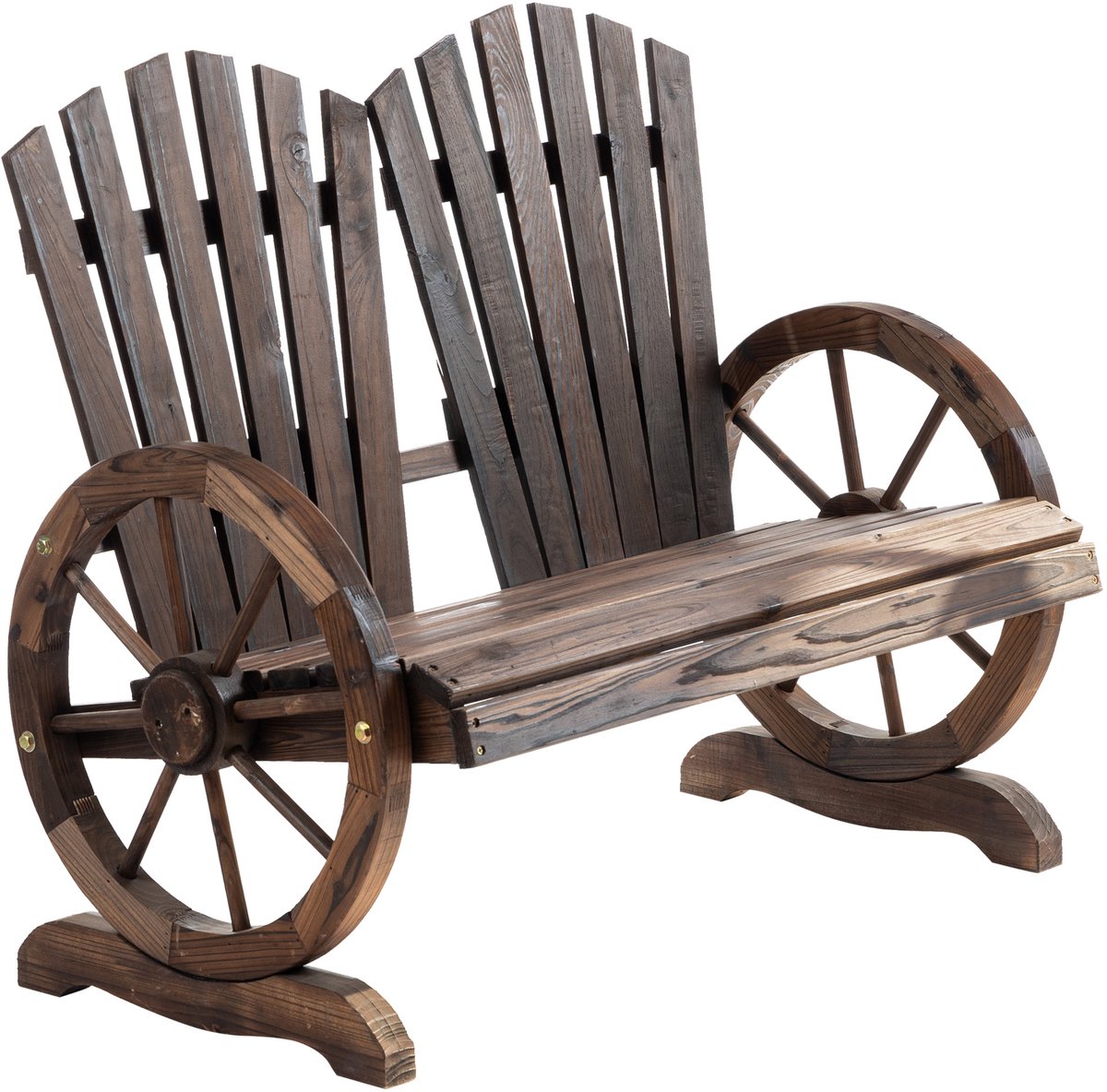 2 - zits tuinbank van massief hout - bank met armleuningen - tuinmeubelen - draagvermogen 250 kg - rustieke bank voor tuin - terras en andere buitenruimtes - 108 x 66 x 95 cm - donkerbruin