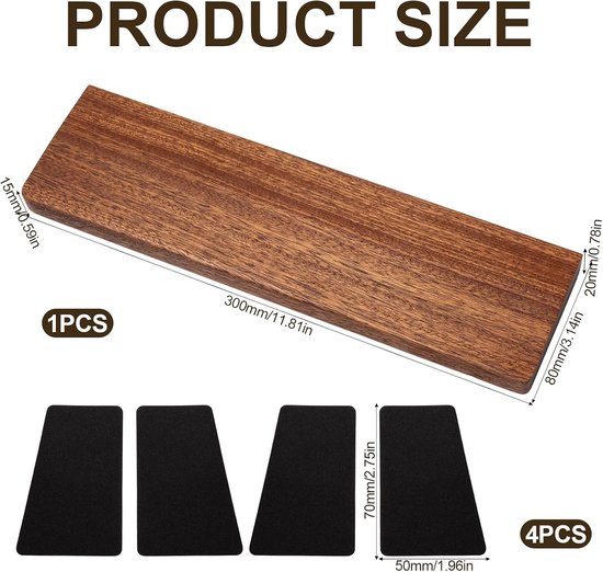 Houten Polssteun 30 cm - Ergonomische Handsteun voor Toetsenbord met Antislip - Ideaal voor Thuis en Kantoor — afbeelding 5