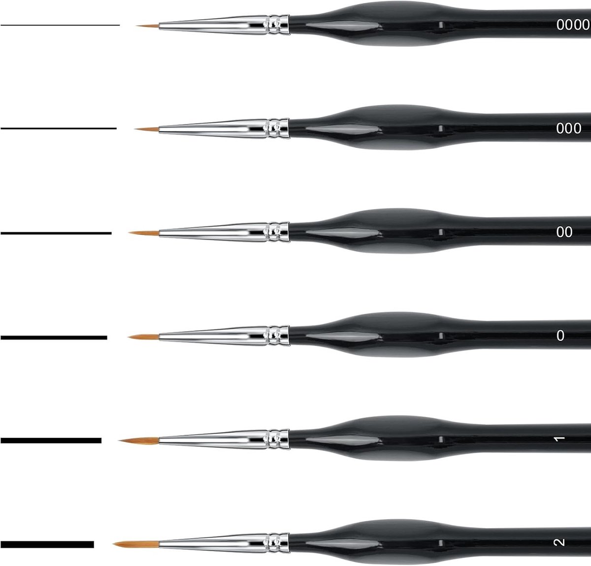 Set van 6 Verfkwasten voor Modelbouw en Miniatuurkunst - Perfect voor Acryl, Waterverf en Nagelkunst