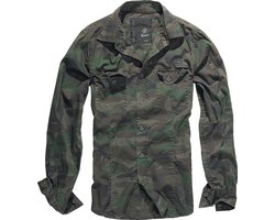Brandit Slim Fit Shirt Longsleeve woodland S Katoen Heren - Rock wear