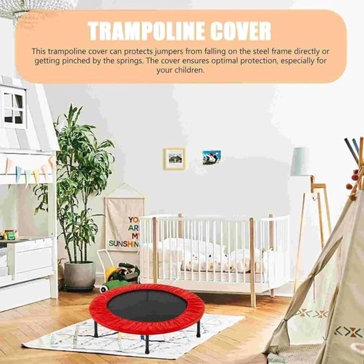 Randkussen voor trampoline - Beschermer voor veersysteem - Veilig springen - Waterafstotend materiaal - 38-48 inch - Zwart