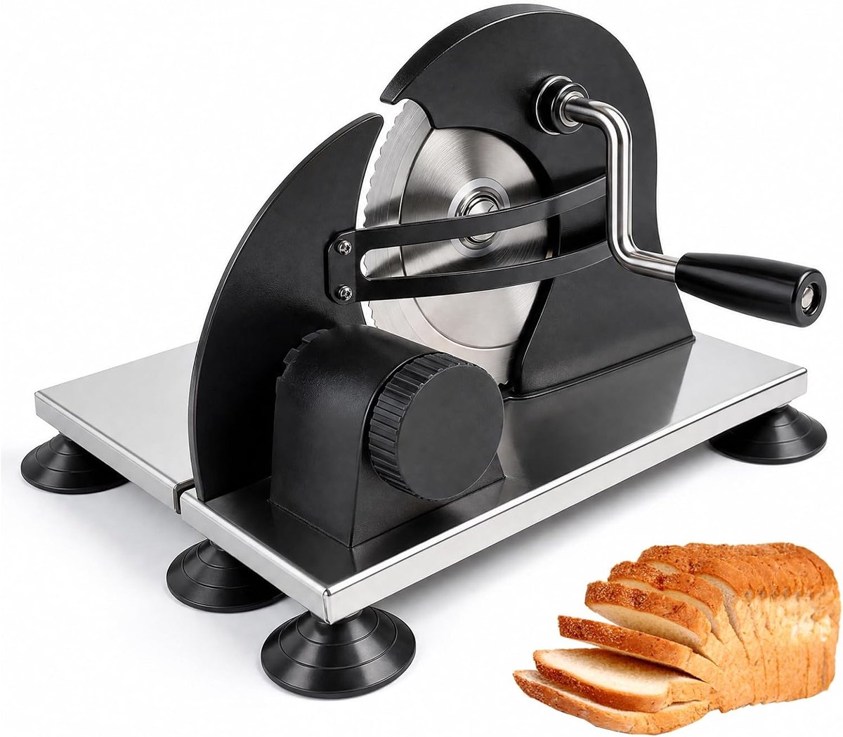 Handmatige broodsnijmachine - inklapbaar - roestvrij staal - instelbare snijdikte tot 15 mm - ShopVlot