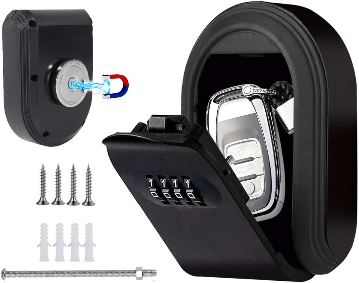 Wall Mounted Key Box, Waterproof and Safe, Large Capacity, Outdoor Key Safe, Spare House Cabinet, Keys, Black Key Safe - ShopVlot
