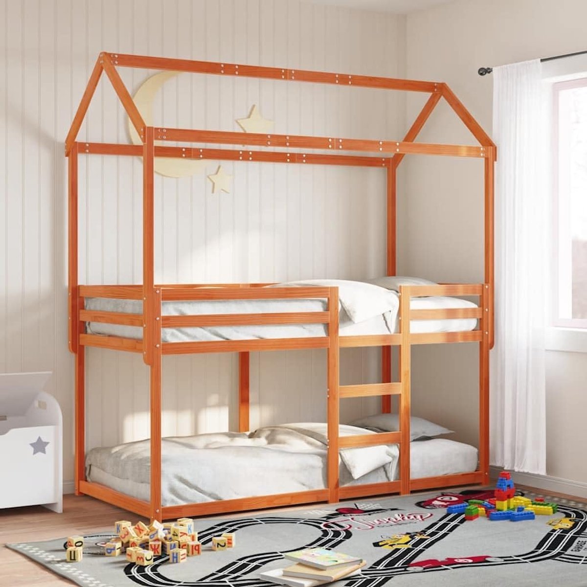 Grenenhout veilig bedhuis 90x200 cm wasbruin
