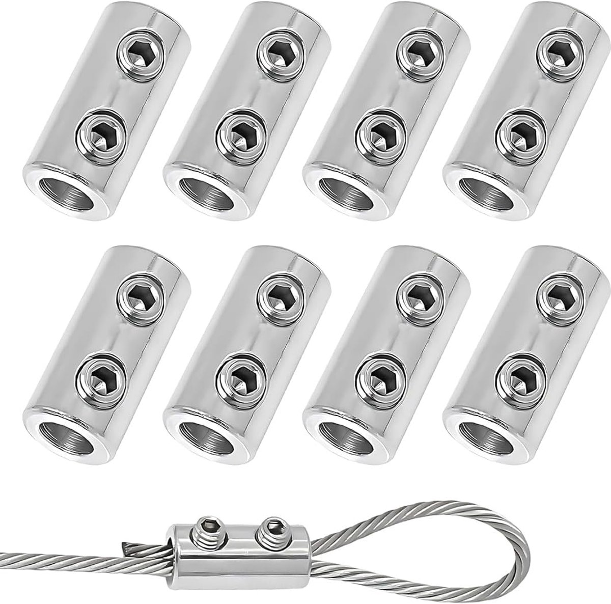 Metalen kabelklemmen 8 stuks - dubbele gaten - bevestigingsaccessoires - voor stevige kabelbevestiging - ShopVlot