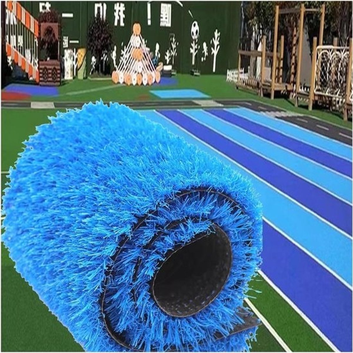 Kunstgrasmat - Synthetisch landschapsgras - Buitendecoratie - Zacht en weelderig - 314 x 393 inch - Blauw