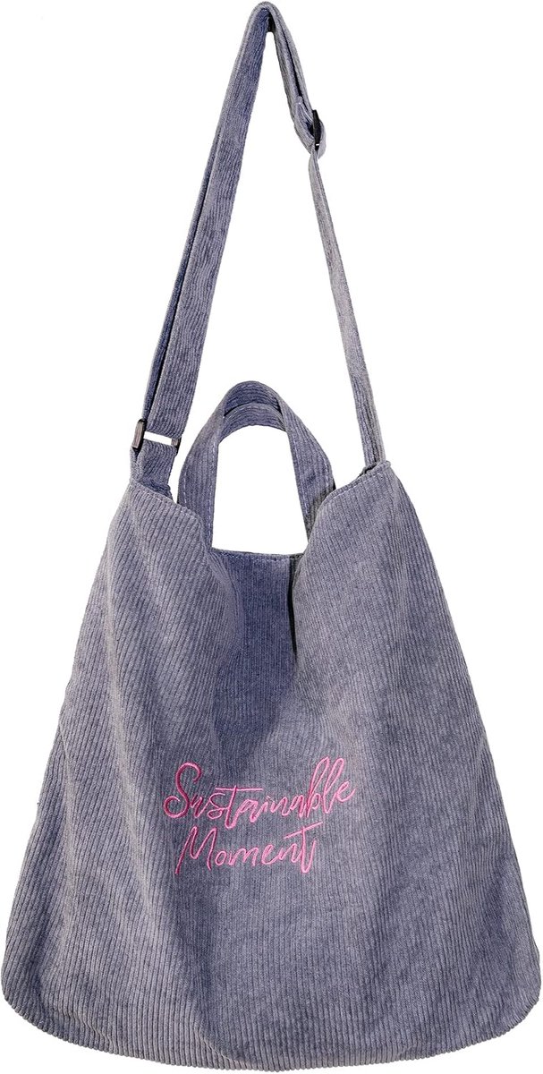 Schoudertas voor dames, grote corduroy tas met ritssluiting, ultralichte shopper, tas, handtas, hengseltas, shopper - ShopVlot