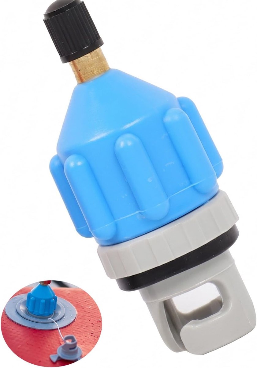 Opblaasbare ventieladapter, 1 stuk, blauw, universele aansluiting voor luchtpomp met waterdichte schroefdraad - ShopVlot