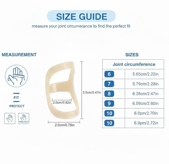Set van 5 Vingerbeschermers, Vinger Splints, Duim Splints, Waterdichte Plastic Ortheses voor Hamervingers en Artrose — afbeelding 5