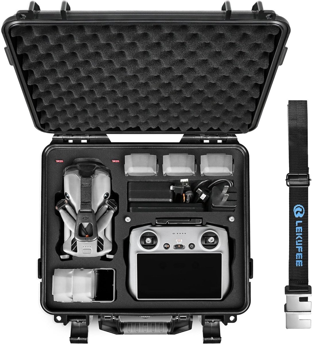Waterdichte Hard Case voor DJI Mini 5 Pro Drone, Inclusief Ruimte voor 6 Batterijen en Oplader, Ideaal voor Bescherming en Transport van Accessoires