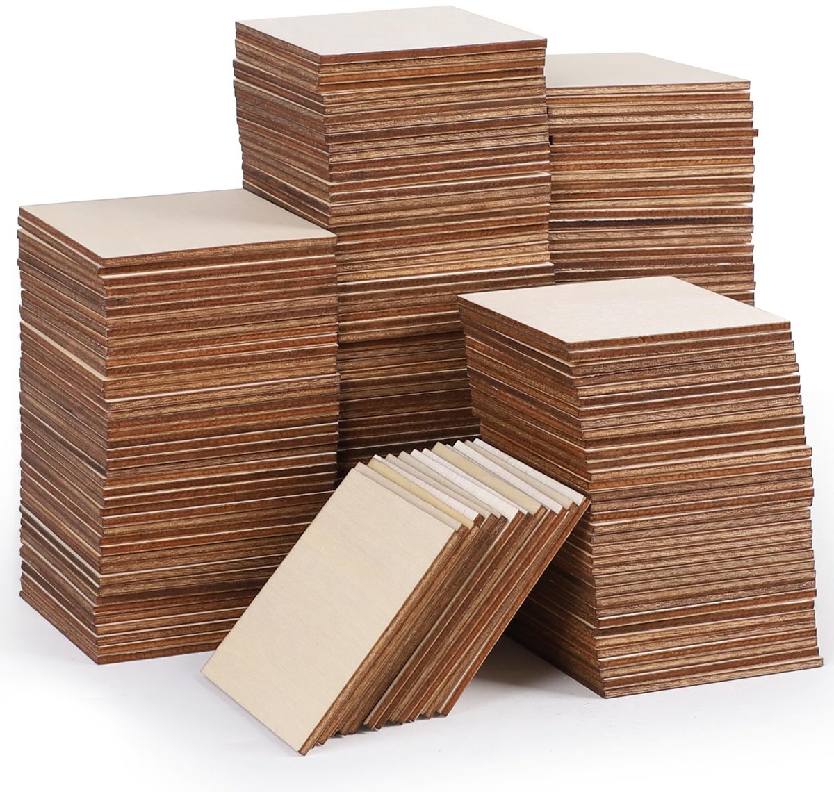 DBREAKS 200 stuks vierkante houten schijven 7 cm natuurhout om te schilderen en knutselen - ShopVlot