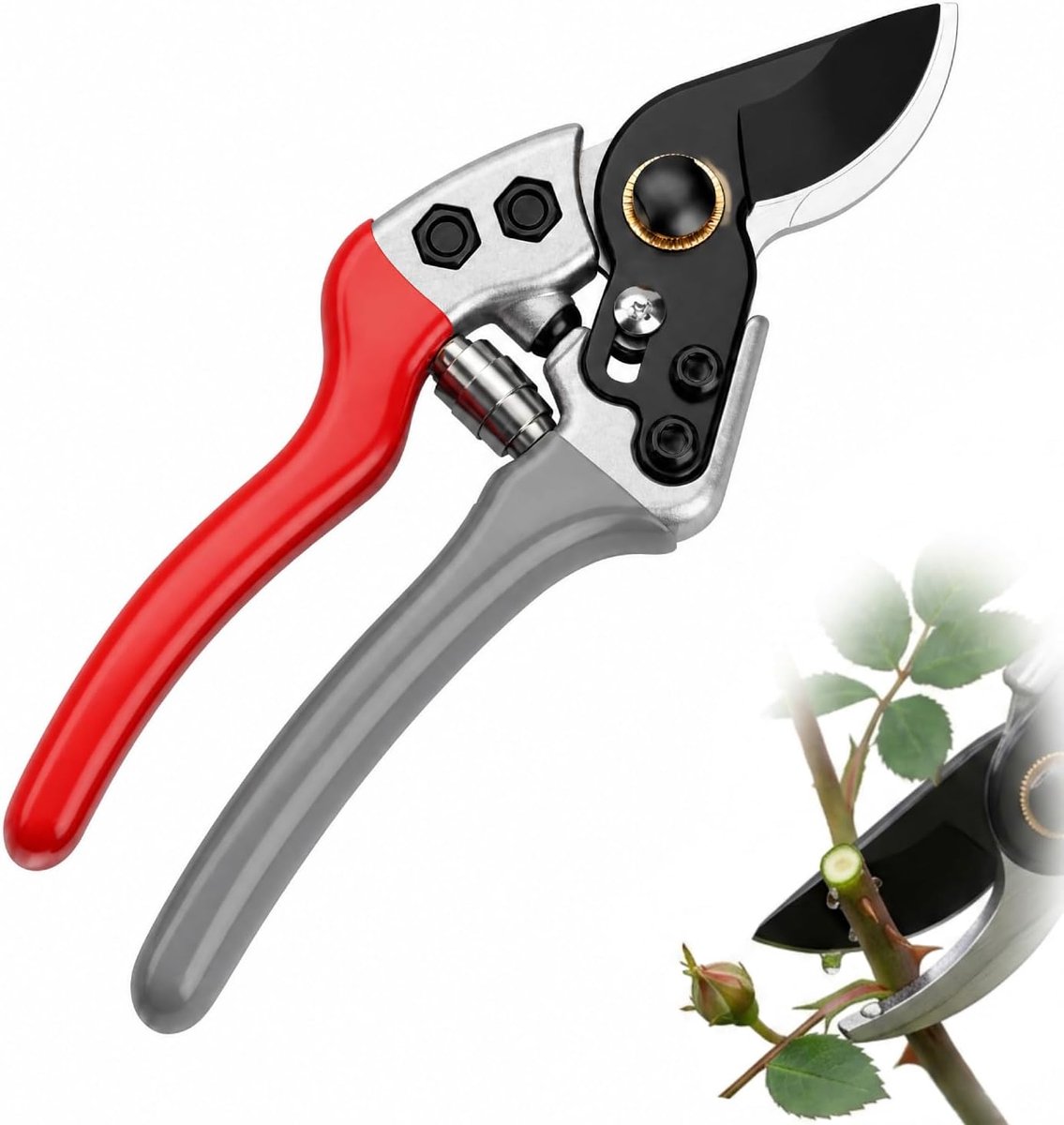 SK-5 Stalen tuinsnoeischaar, robuust, premium zwarte bypass-snoeischaar voor tuinieren, ergonomisch antislip handvat - ShopVlot