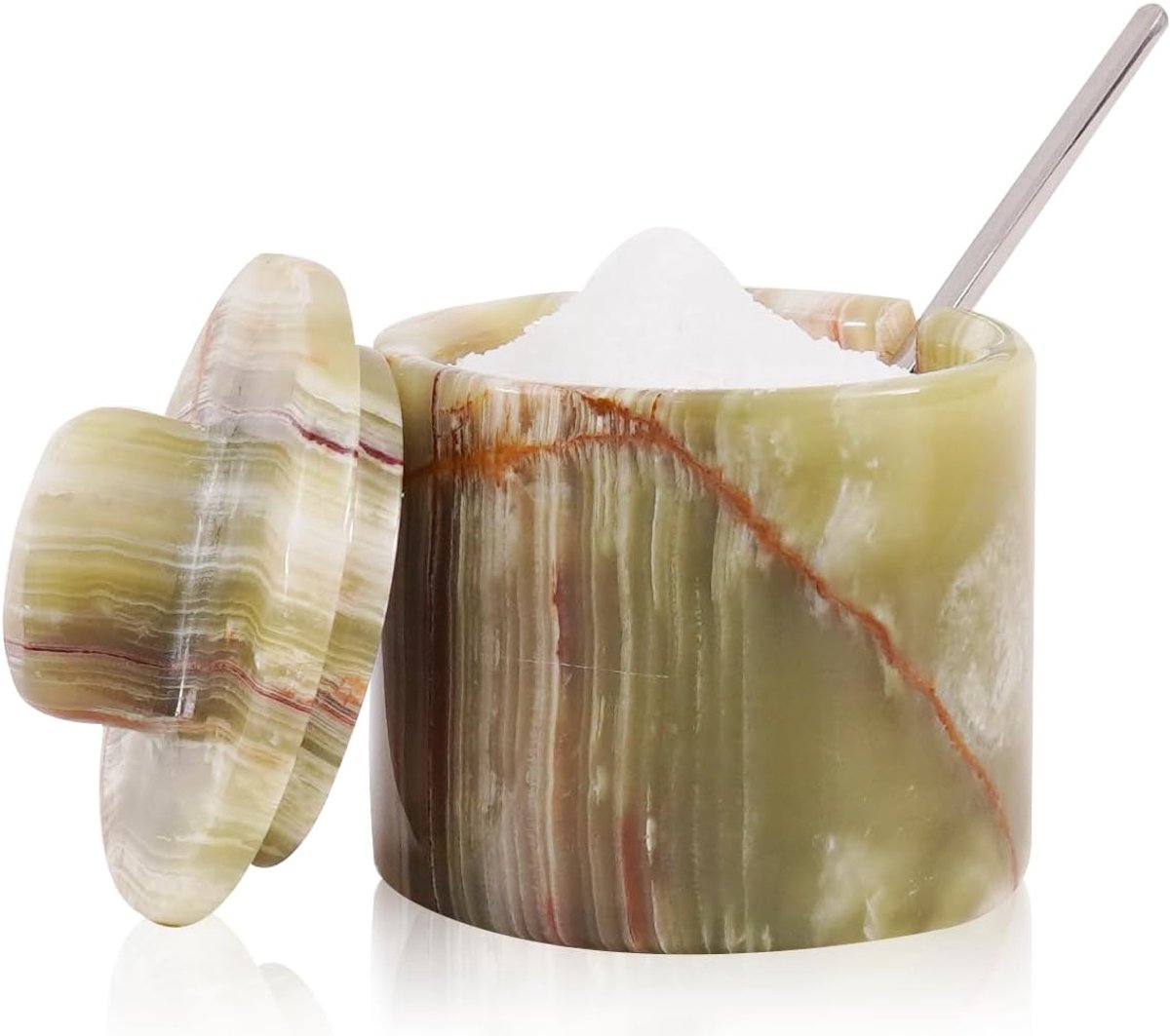 Zoutpotje 3 Inch - Groene Marmer - Handgemaakt - Ideaal voor Keuken - ShopVlot