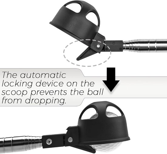 Verlengbare Golfbal Retriever met Automatische Vergrendeling en Robuuste Handgreep van RVS - 1,89 Meter Lang voor Gemakkelijk Herstellen van Verloren Golfballen — afbeelding 2