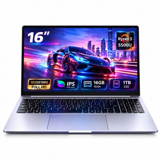 A15Pro 16″ laptop 16GB RAM 1TB NVMe Ryzen 5 5500U QHD 2560×1600 120Hz WiFi 6 Windows 11