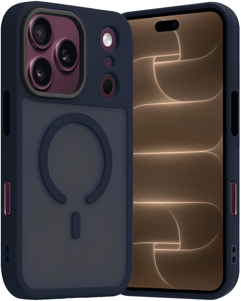 Hoes - Geschikt voor Apple iPhone 18 Pro Max - Magsafe Compatible - Sterk & Shockproof - Back Cover - Shock Proof Case - Telefoon Hoesje Shockproof - Donkerblauw