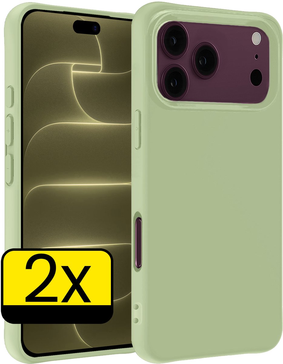 Hoesje - 2 Stuks - Geschikt voor Apple iPhone 18 Pro Max - Sterk & Shockproof - Case Siliconen - Back Cover - Telefoon Hoes - Telefoonhoesjes - Groen