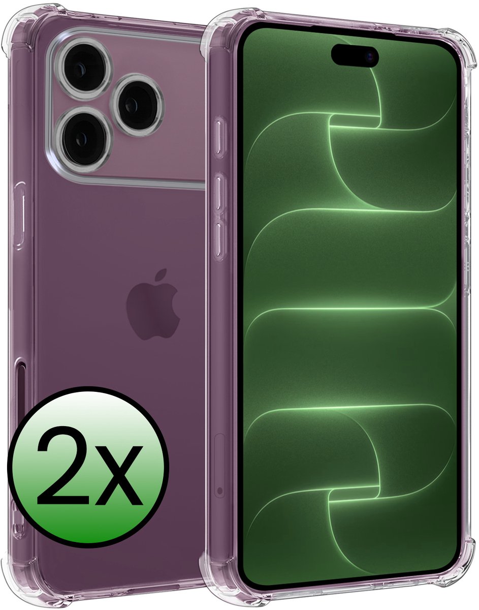 Hoesje 2 Stuks - Geschikt voor Apple iPhone 18 Pro Max - Sterk & Shockproof - Siliconen Case - Back Cover - Telefoon Hoes Shock Proof - Transparant