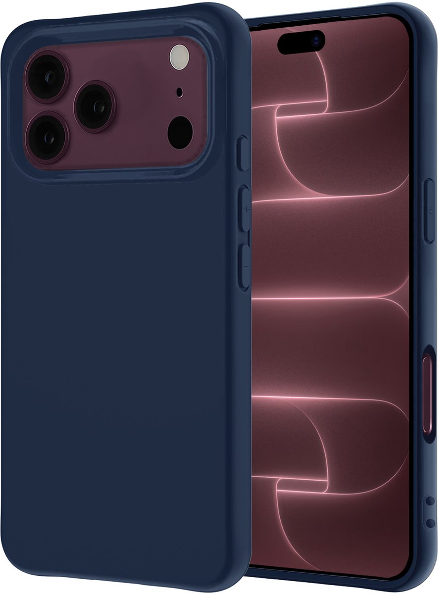 Hoesje - Geschikt voor Apple iPhone 18 Pro Max - Sterk & Shockproof - Hoes Cover - Siliconen Case - Donkerblauw