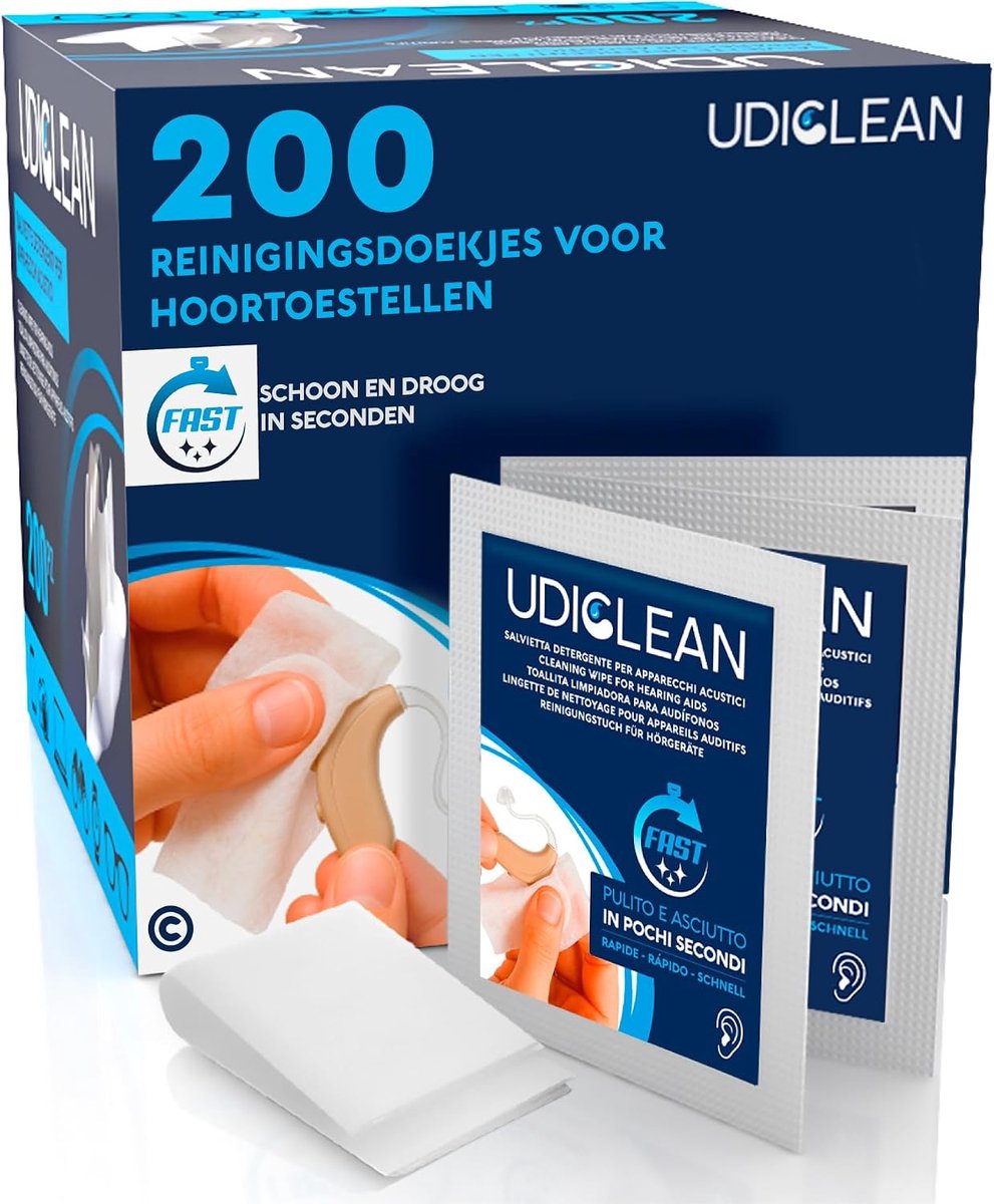 SnelShoppen - 200 Schoonmaakdoekjes voor Hoortoestellen - Vochtige Wipes tegen Vuil, Vet en Zweet - Snelle Reiniging en Droging - Biologisch Afbreekba