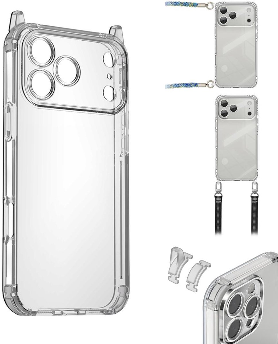 XDcase Transparante Case met Afneembare Lanyard Oogjes (zonder koord) – iPhone 17 Pro