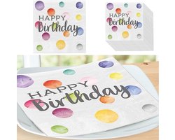 60-delige set servetten met 'Happy Birthday'-print │ 3-laags luxe servetten
