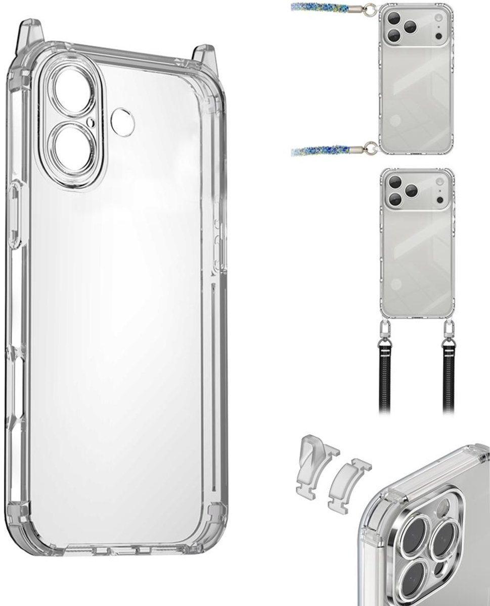 XDcase Transparante Case met Afneembare Lanyard Oogjes (zonder koord) – iPhone 17
