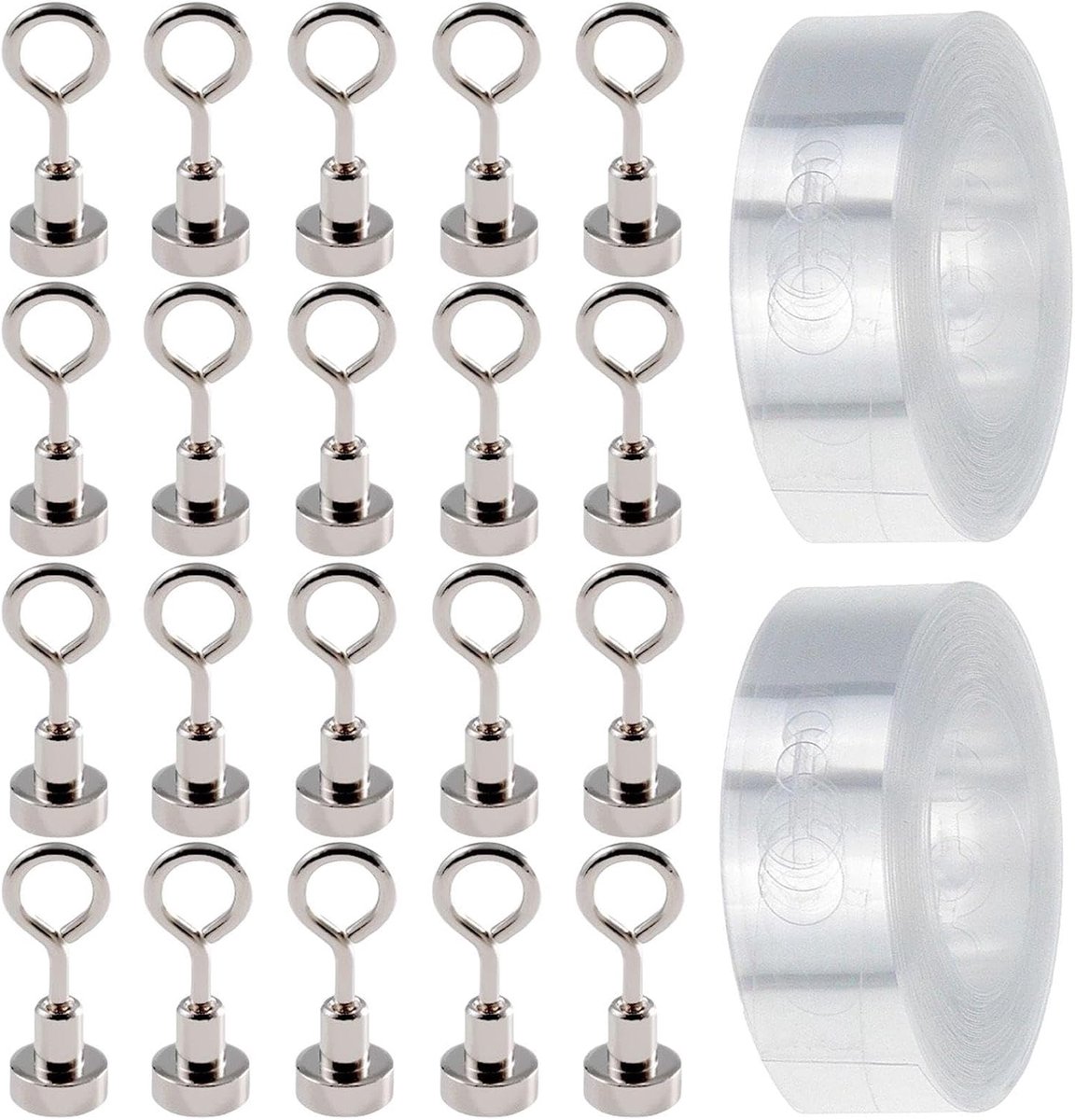 20 Stuks Ringmagneten En 2 Rollen Ballonkettingen, Punchvrije Magnetische Zuignappen, Ronde Haakringen, Dubbel Gat - ShopVlot