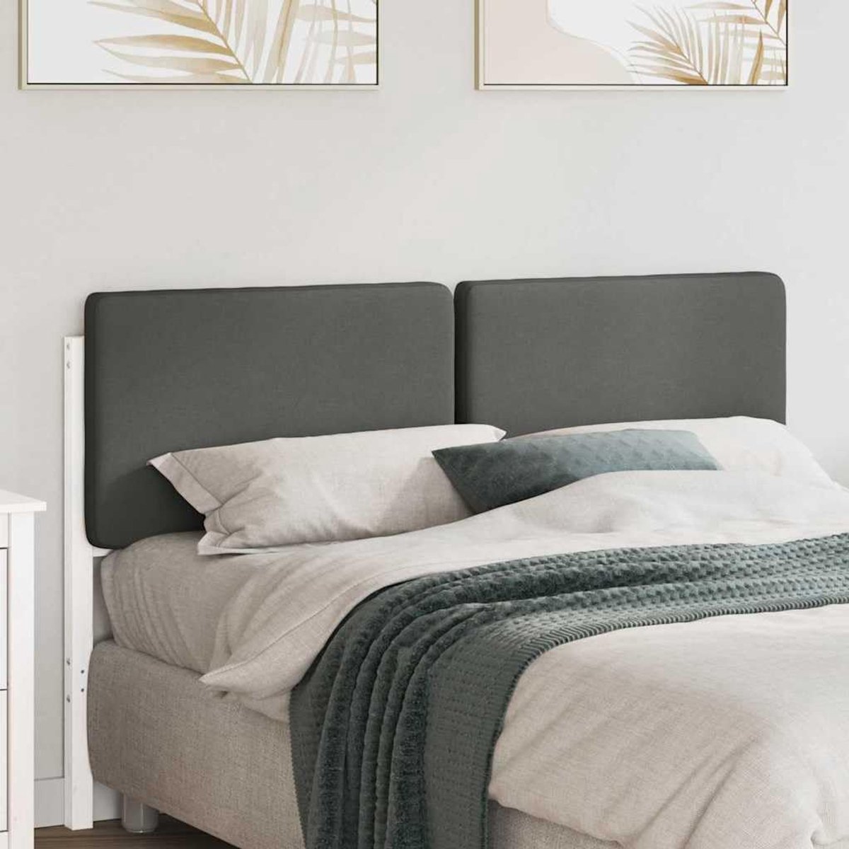 Hoofdsteun van massief grenenhout, wit en lichtgrijs, 135 cm, voor slaapkamer
