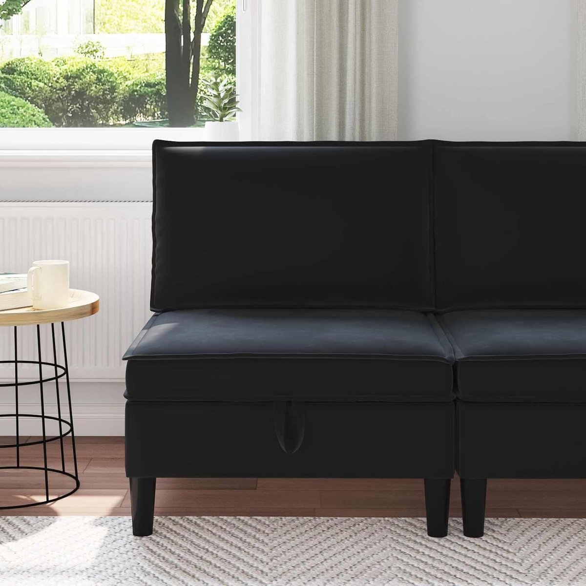 Sofa met opbergruimte zwart fluweel