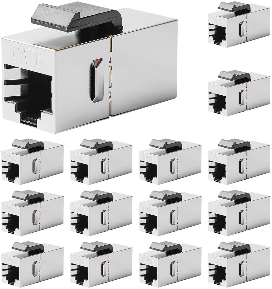 RJ45 Coupler CAT6 Keystone Module - 15 Stuks - 10 Gbit/s Netwerkverbinding voor Ethernet Kabelverlenging, Aansluitmodule, Geïsoleerd, Connector
