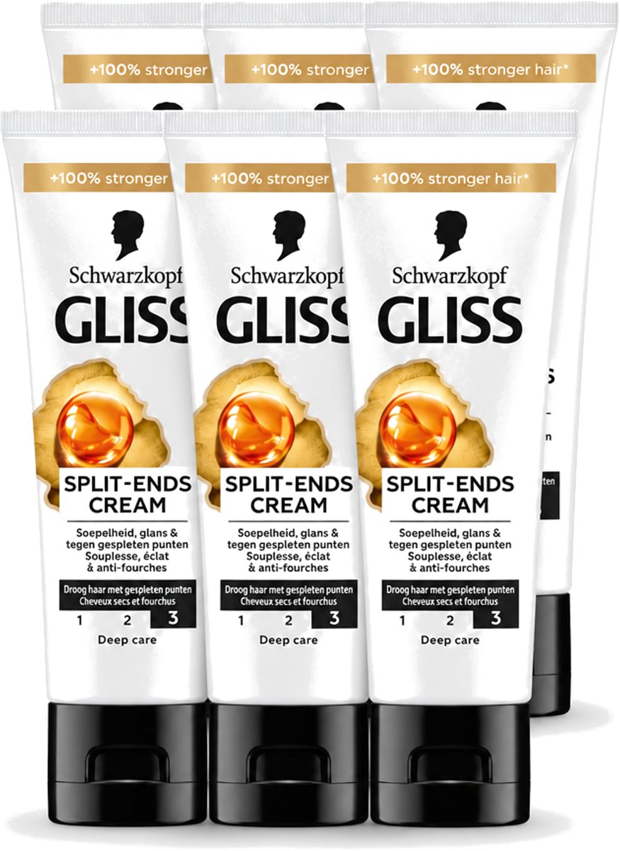 6 x Gliss - Split-Ends Cream - Tegen Gespleten Haarpunten - 50 ml - Voordeelverpakking - 6 stuks