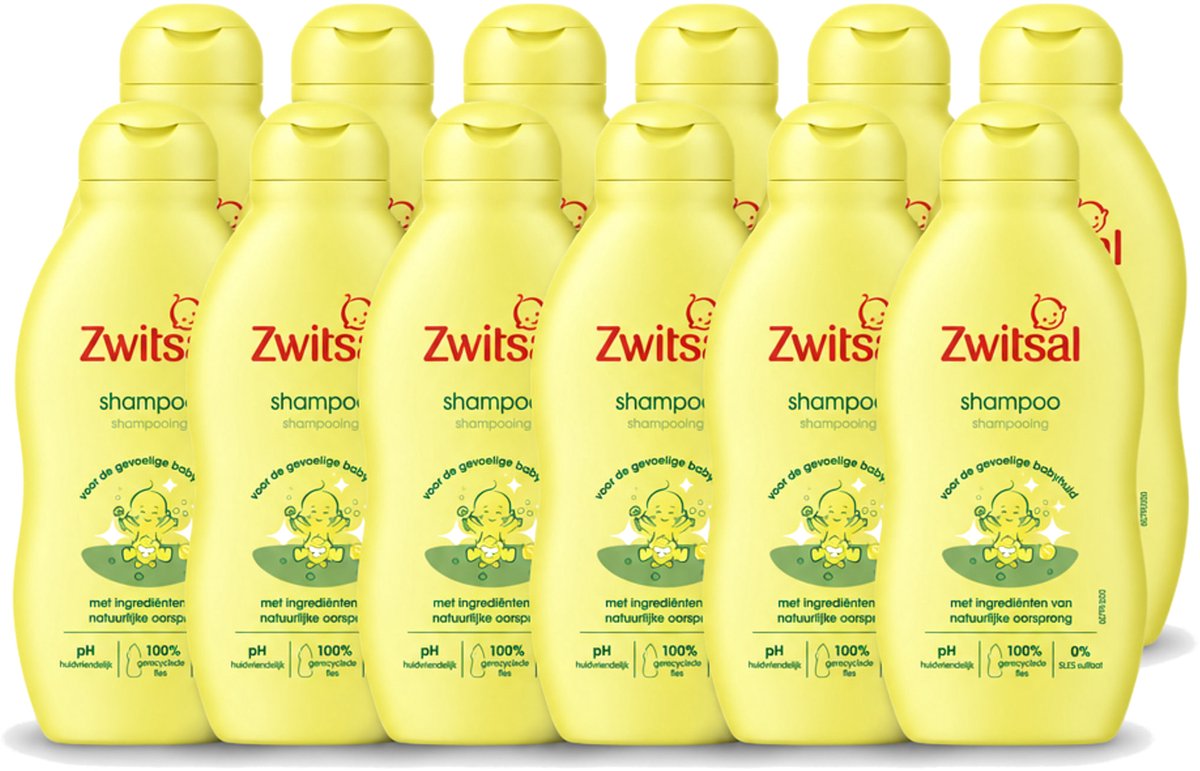 12 x Zwitsal - Baby Shampoo - Natuurlijk Zonder SLES - 200 ml - Voordeelverpakking - 12 stuks