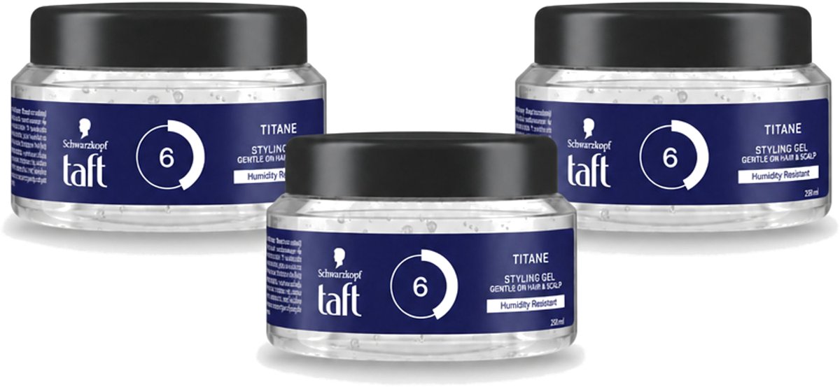 3 x Taft - Titane 6 - Styling Gel - Krachtige styling - 250 ml - Voordeelverpakking - 3 stuks