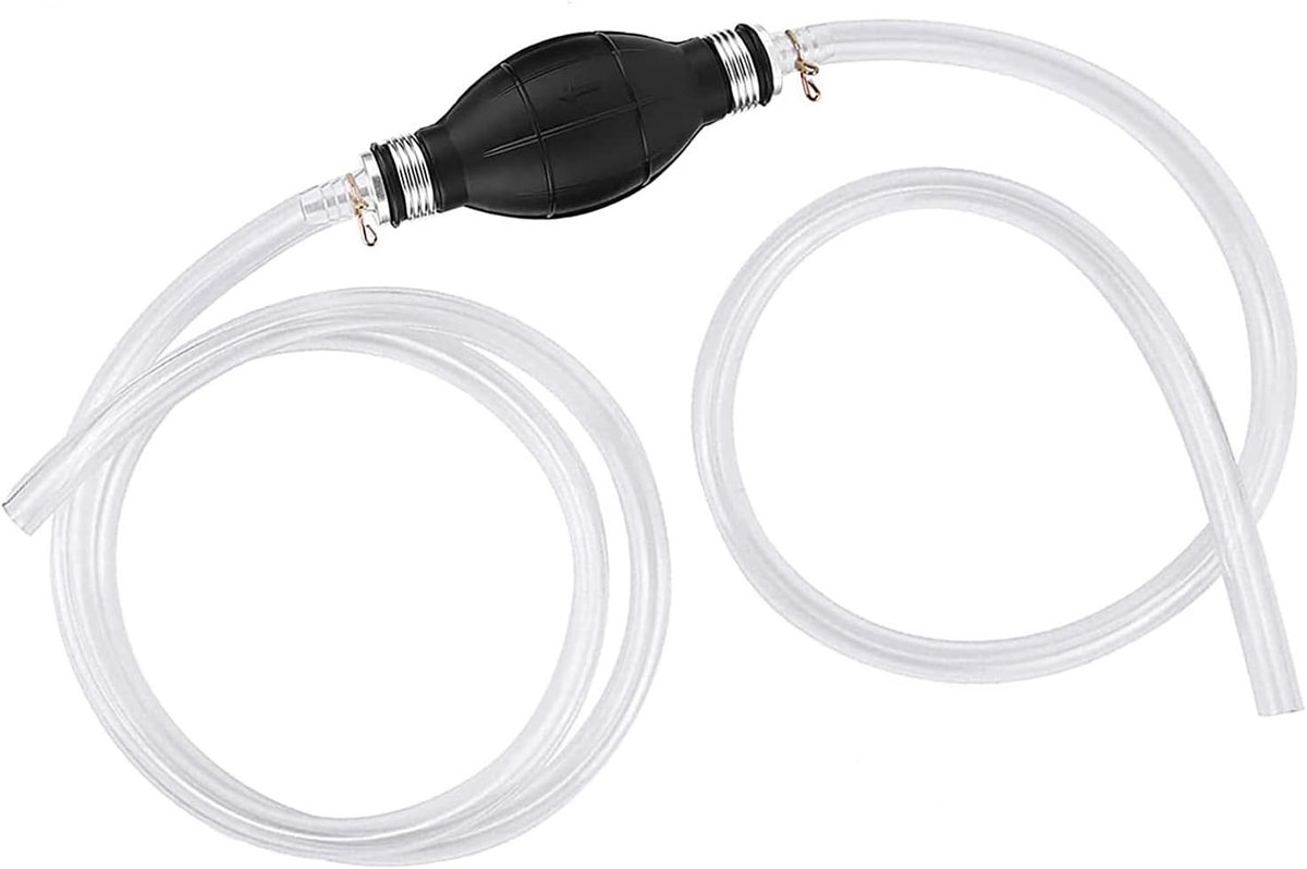Handbrandstofpomp 2M - Nitril rubber - Transparante PVC slang - Ideaal voor het overpompen van benzine - ShopVlot