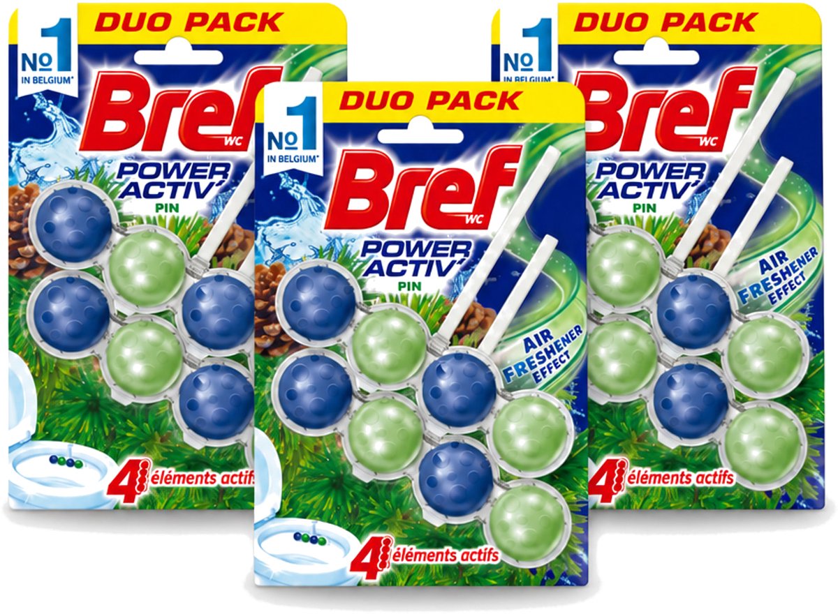 3 x Bref WC - Power Activ+ - Toiletblok - Den - 2 Blokken - Voordeelverpakking - 3 stuks