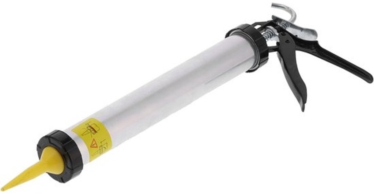 Aluminium kitpistool - Lijmpistool - Afdichtmiddel - Voor kitwerkzaamheden - Cilindrisch hefboomontwerp - 49 cm - Grijs