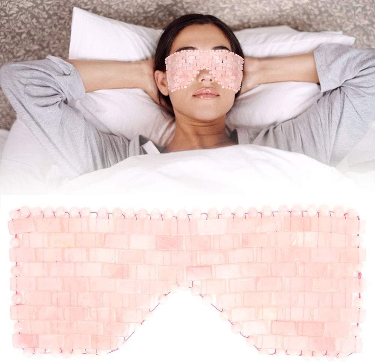 Koel en Verfrissend Jade Oogmasker van Rozenkwarts voor Ontspanning en Vermindering van Wallen