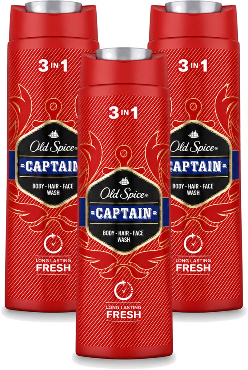 3 x Old Spice – Douchegel – Captain – 400 ml - Voordeelverpakking - 3 stuks