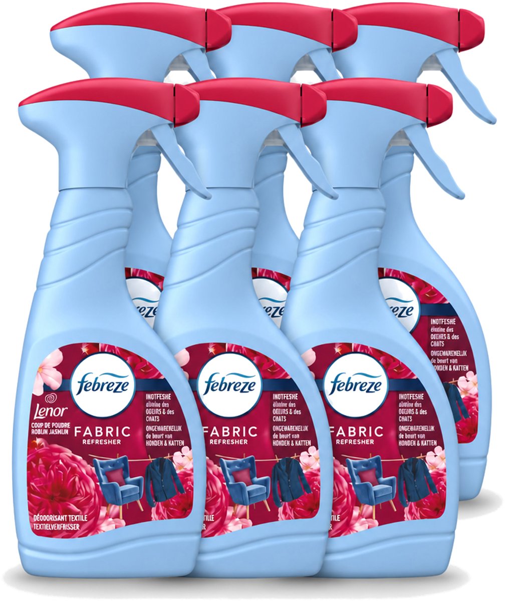 6 x Febreze – Textielspray – Robijn Jasmijn – 500 ml - Voordeelverpakking - 6 stuks