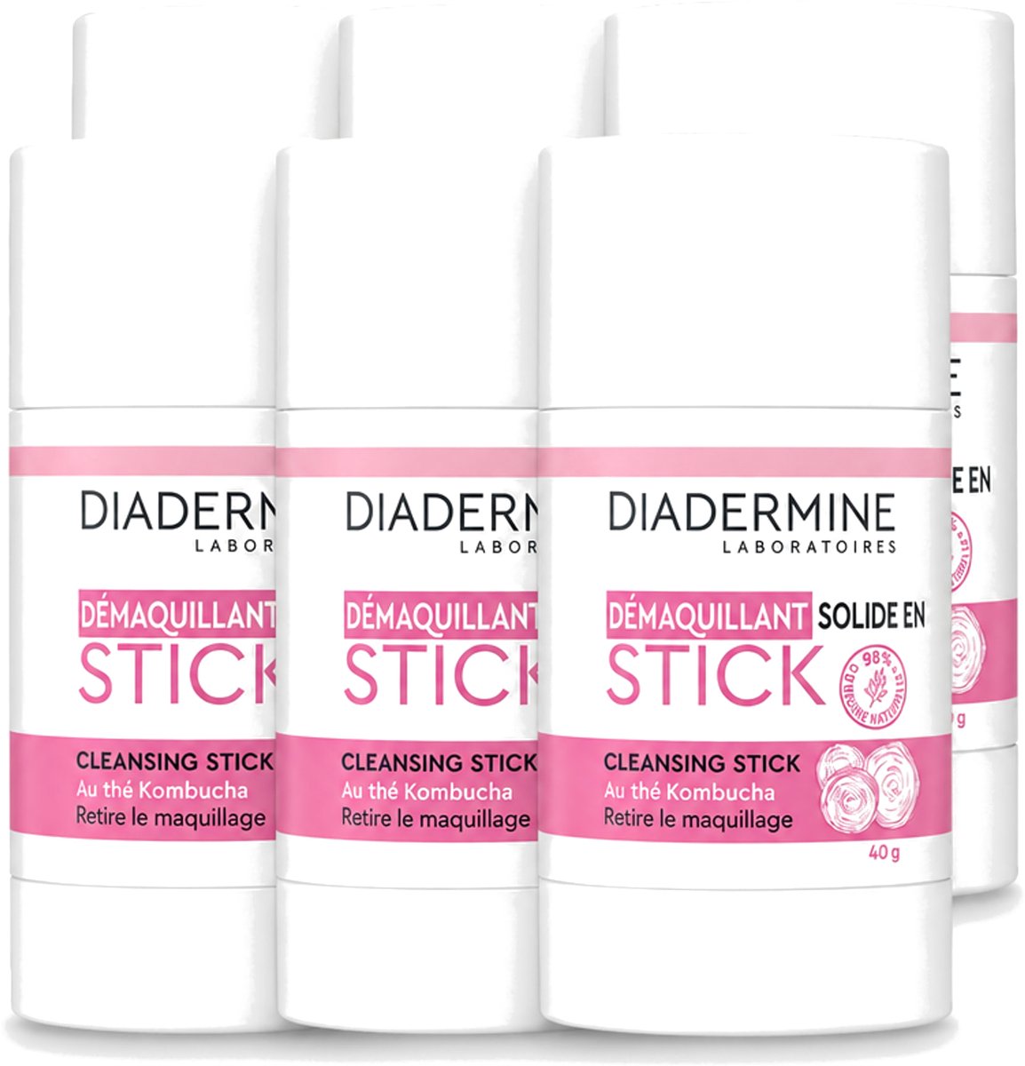 6 x Diadermine - Essential Care - Cleansing Stick - Kombucha - 40g - Voordeelverpakking - 6 stuks