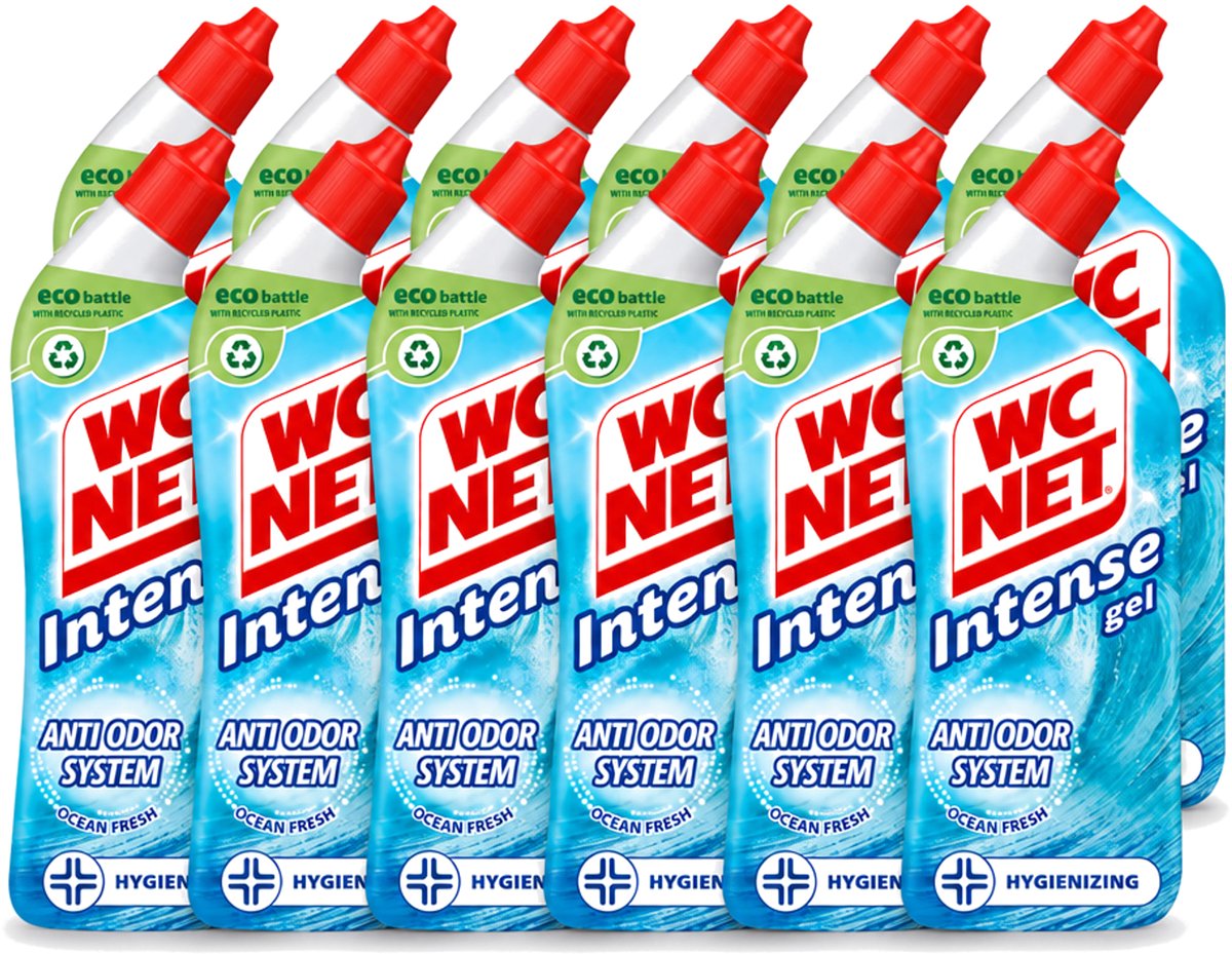 12 x WC Net - Toiletreiniger - Gel - Ocean Fresh - Verwijderd Geuren - 750 ml - Voordeelverpakking - 12 stuks