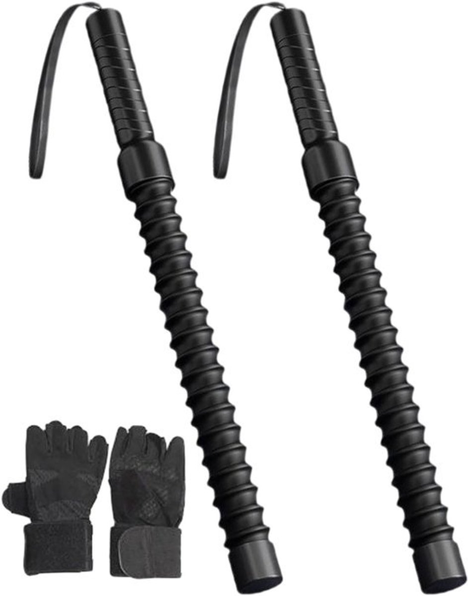 Stalen oefentouw - Krachttrainingskabel - Krachttraining voor thuis - Draadloos ontwerp - 53.5 cm - Zwart