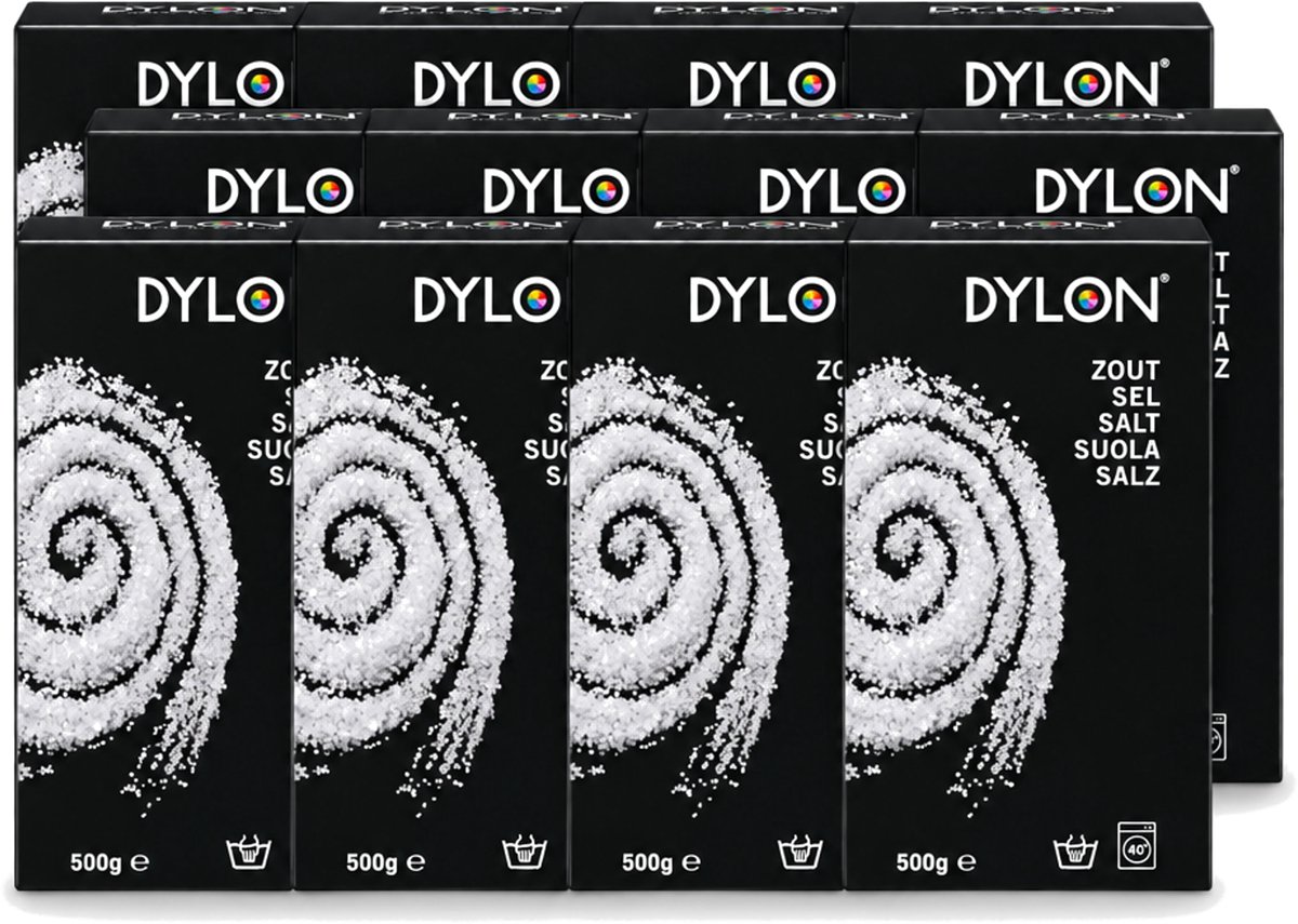 12 x Dylon - Zout - Voor Handwas Textielverf - Optimale Kleurresultaten - 500g - Voordeelverpakking - 12 stuks