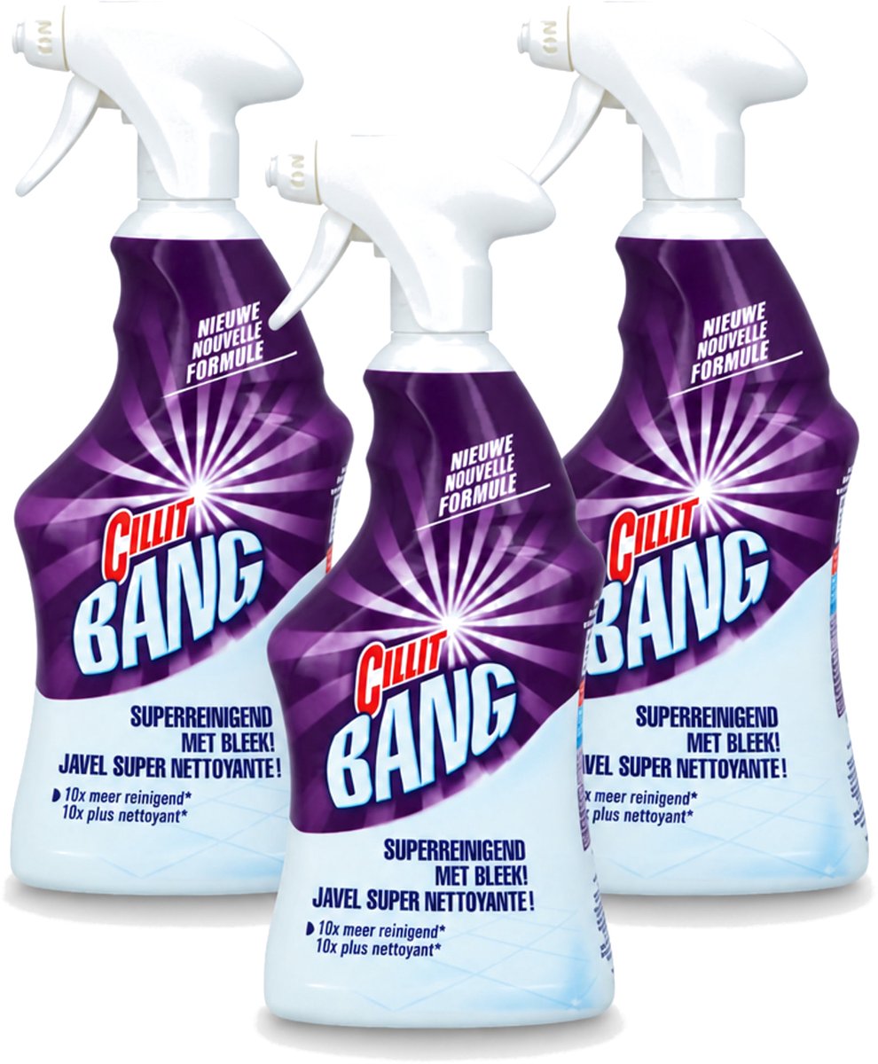 3 x Cillit Bang - Power Cleaner - Bleek & Hygiëne - Schoonmaakspray - Voor Vlekken en Aanslag - 750 ml - Voordeelverpakking - 3 stuks