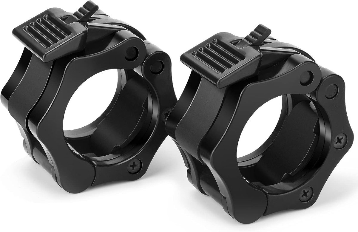 Dumbbell Clasp Set voor Barbell - 1 Paar Zwarte Klemmen voor Gewichtheffen en Fitness