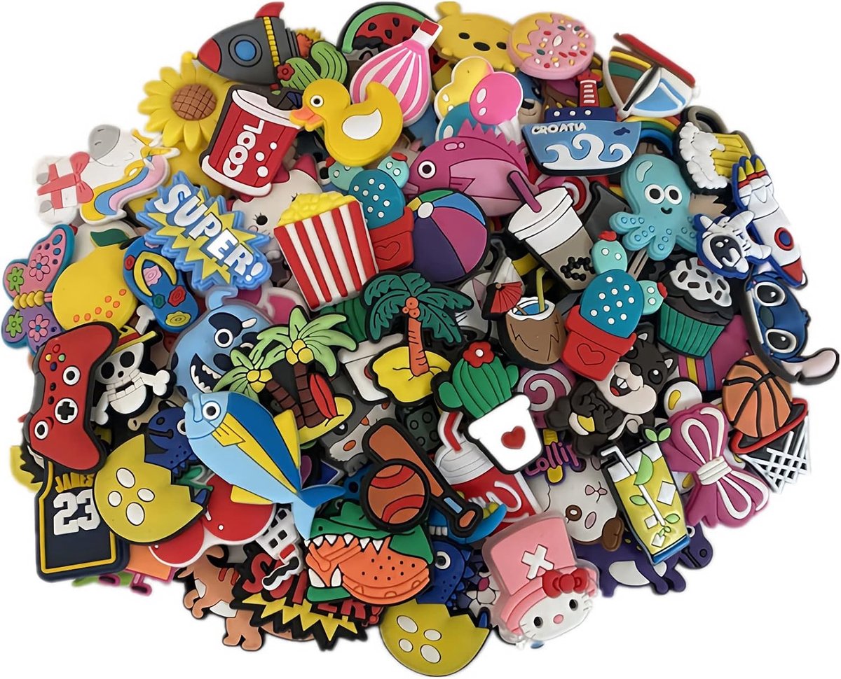 Schoencharmes 50pcs - PVC - Mix van karikaturen - Perfect voor kids en feesten - ShopVlot