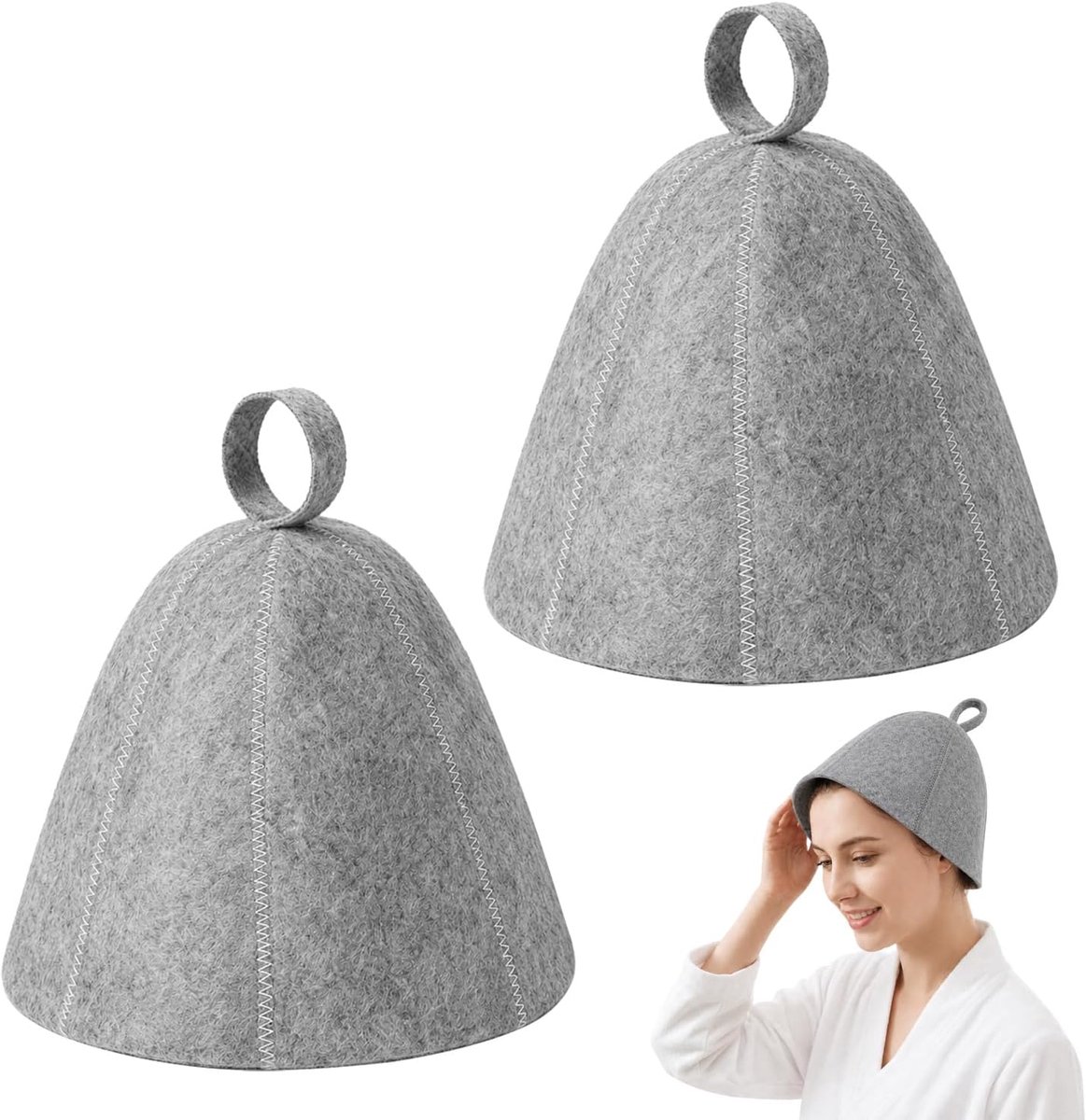 Sauna hoeden vilt - unisex - 2 stuks - beschermt tegen warmte - ShopVlot