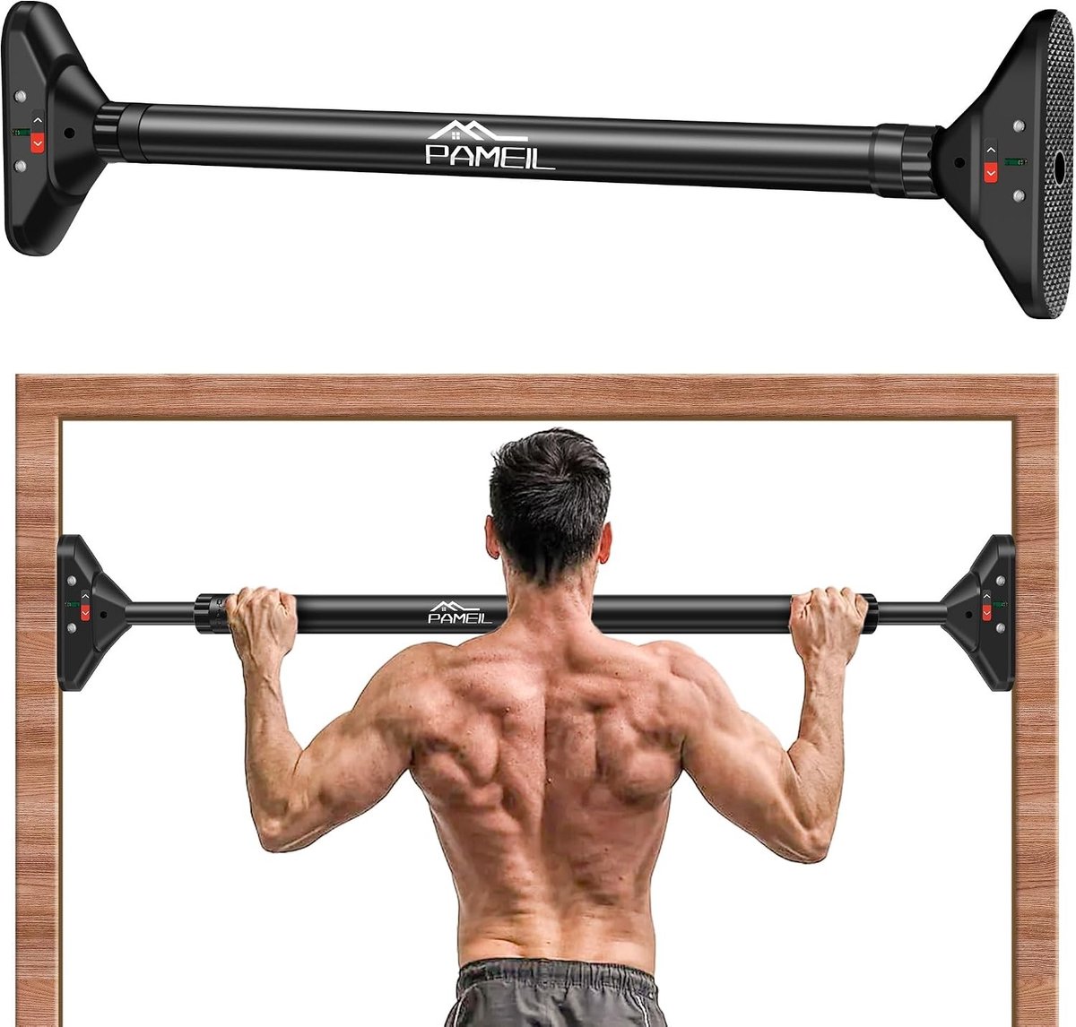 Verstelbare Pull-up Bar voor Deurkozijn, Schroefloos Ontwerp, 75-94 cm, Tot 200 kg Capaciteit, Ideaal voor Thuis Fitness