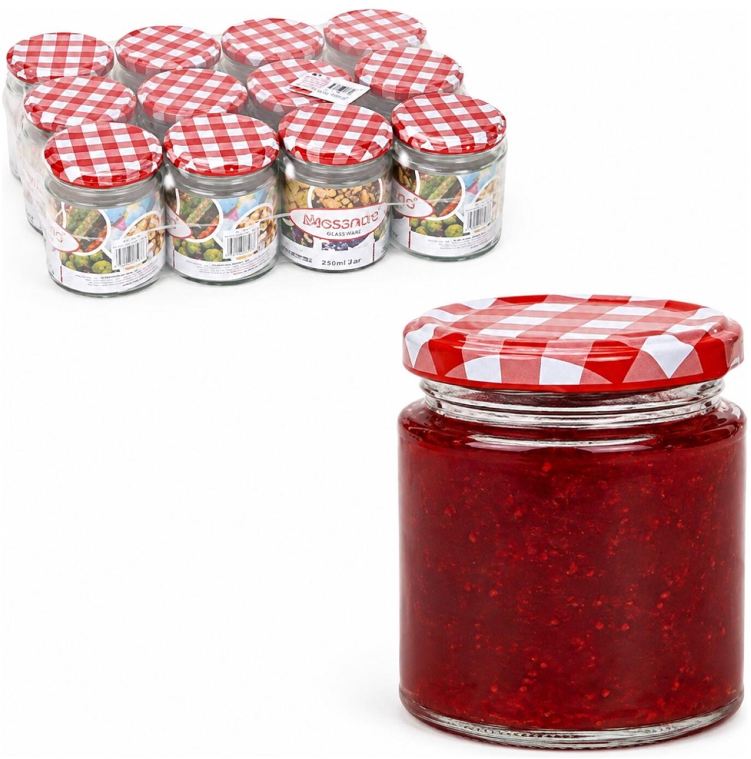 Alessandro Weckpotten / inmaakpotten Juicy - 12x stuks - transparant - 250 ml - met draaideksel - glas - lege potjes - voedsel bewaren
